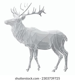 sticker Elk white outline. flat vector illustration