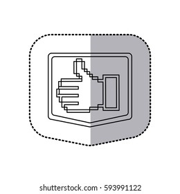 sticker emblem contour of pixel hand showing symbol like vector illustration