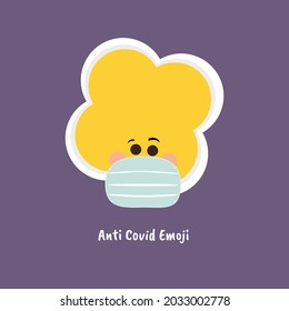 Sticker of emoji wearing mask against corona virus
