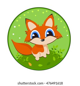 Sticker emoticon fox. Vector illustration