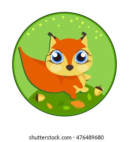 Sticker emoticon squirrel. Vector illustration
