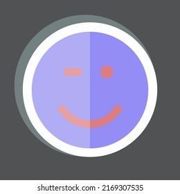 Sticker Emoticon Winking. suitable for Emoticon symbol. simple design editable. design template vector. simple symbol illustration