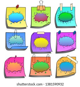 Sticker with the empty bubbles with place for text in cartoon style . Pop Art vintage vector illustration
