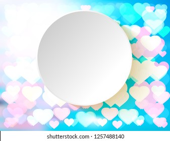 Sticker empty on hearts background