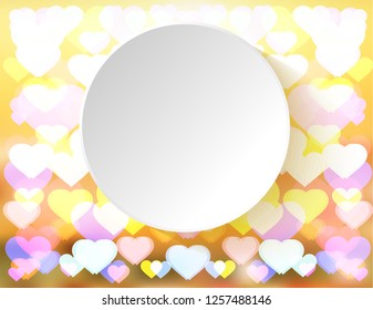 Sticker empty on hearts background