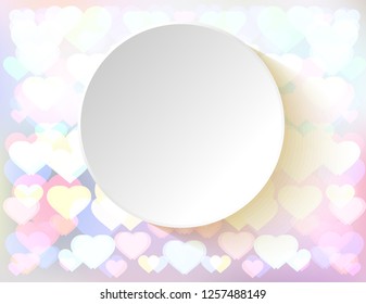 Sticker empty on hearts background