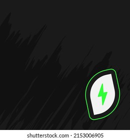 Sticker of ereen energy symbol with leaf and lightning