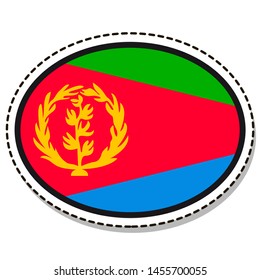 Botón de bandera de Eritrea adhesivo, señal de comunicación en medios sociales, icono del óvalo de negocios planos.