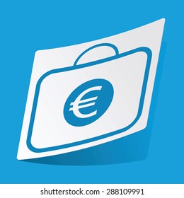 Sticker with euro bag icon, isolated on blue