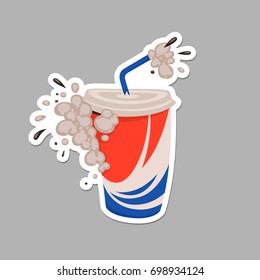 Sticker fast food cola. Vector, object, simple, cartoon.