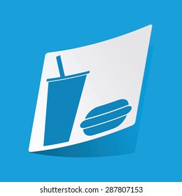 Sticker with fast food icon, isolated on blue