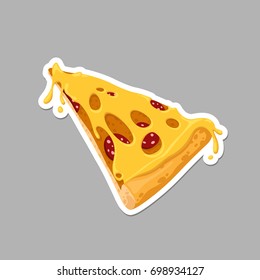 Sticker fast food pizza. Vector, object, simple, cartoon.