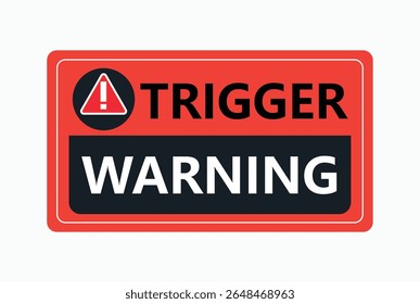 sticker features bold text stating trigger warning, designed to alert individuals to potentially distressing content