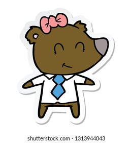 sticker of a female bear in work clothes