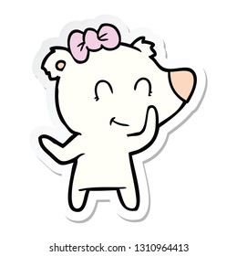 sticker of a female polar bear cartoon