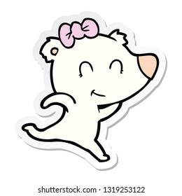 sticker of a female polar bear running