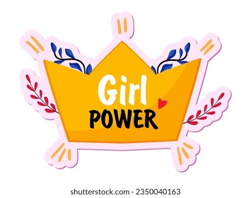 Sticker of feminism and women's independence. Flat illustration on a white background.