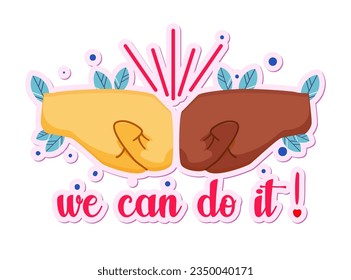 Sticker of feminism and women's independence. Flat illustration on a white background.