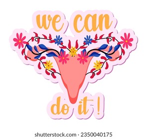 Sticker of feminism and women's independence. Flat illustration on a white background.