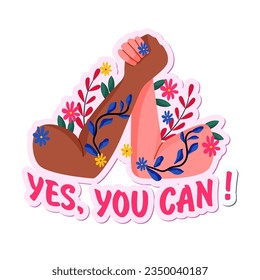 Sticker of feminism and women's independence. Flat illustration on a white background.