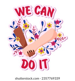 Sticker of feminism and women's independence. Flat illustration on a white background.
