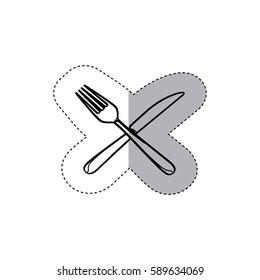 sticker figure knife and fork icon, vector illustraction design image
