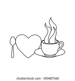 sticker figure i love the coffee cup with steam, vector illustraction design