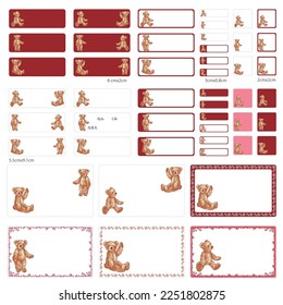 Sticker to fill in the name using a cute bear,