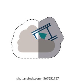 sticker filmstrip with play buttom into the cloud
