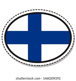 Sticker Finn flag button, social media communication sign, flat business oval icon.