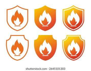Sticker Fire Shield Icon. Fire Protection Icon. Fire Safety Icon