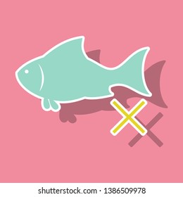 Sticker fish drawing. seafood illustration. Great for menu, poster or label.