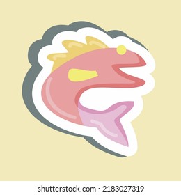Sticker Fish. suitable for Meat. simple design editable. design template vector. simple illustration