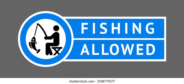 Sticker Fishing allowed, vector illustration 10eps