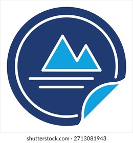 Sticker Flat Blue Icon Vector Illustration