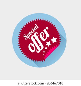 Sticker in flat style. Vector illustration with long shadow