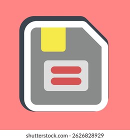 Sticker floppy disk. Computer components elements.