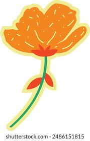 Sticker Floral Botanical Cute Groovy Vector