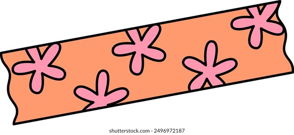 Sticker With Flowers Vector Illustration
