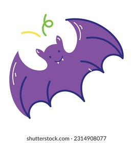 A sticker of flying bat in flat style 