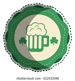 sticker foam beer glass drink with clover