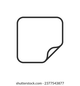 Sticker with folded edge, linear icon. Line with editable stroke