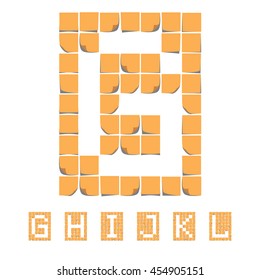 Sticker font alphabet. Sticky Notes. EPS 8