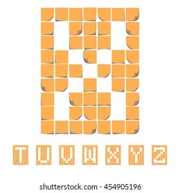 Sticker font alphabet. Sticky Notes. EPS 8
