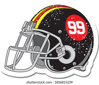 Sticker of Football helmet icon. Football icon Vector Illustration on the white background