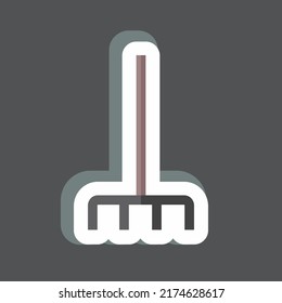 Aufkleber Gabel picken Blätter. geeignet für Gartensymbol. einfaches Design bearbeitbar. Designvorlage, Vektor. einfache Symbolillustration