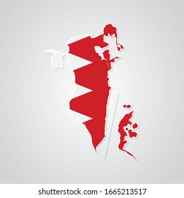 Sticker in form of Bahrain map in flat style. Vector Illustration Eps10.