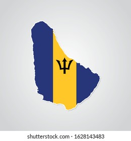 Sticker in form of Barbados map in flat style. Vector Illustration Eps10.