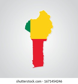 Sticker in form of Benin map in flat style. Vector Illustration Eps10.