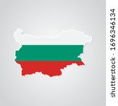 Sticker in form of Bulgaria map in flat style. Vector Illustration Eps10.